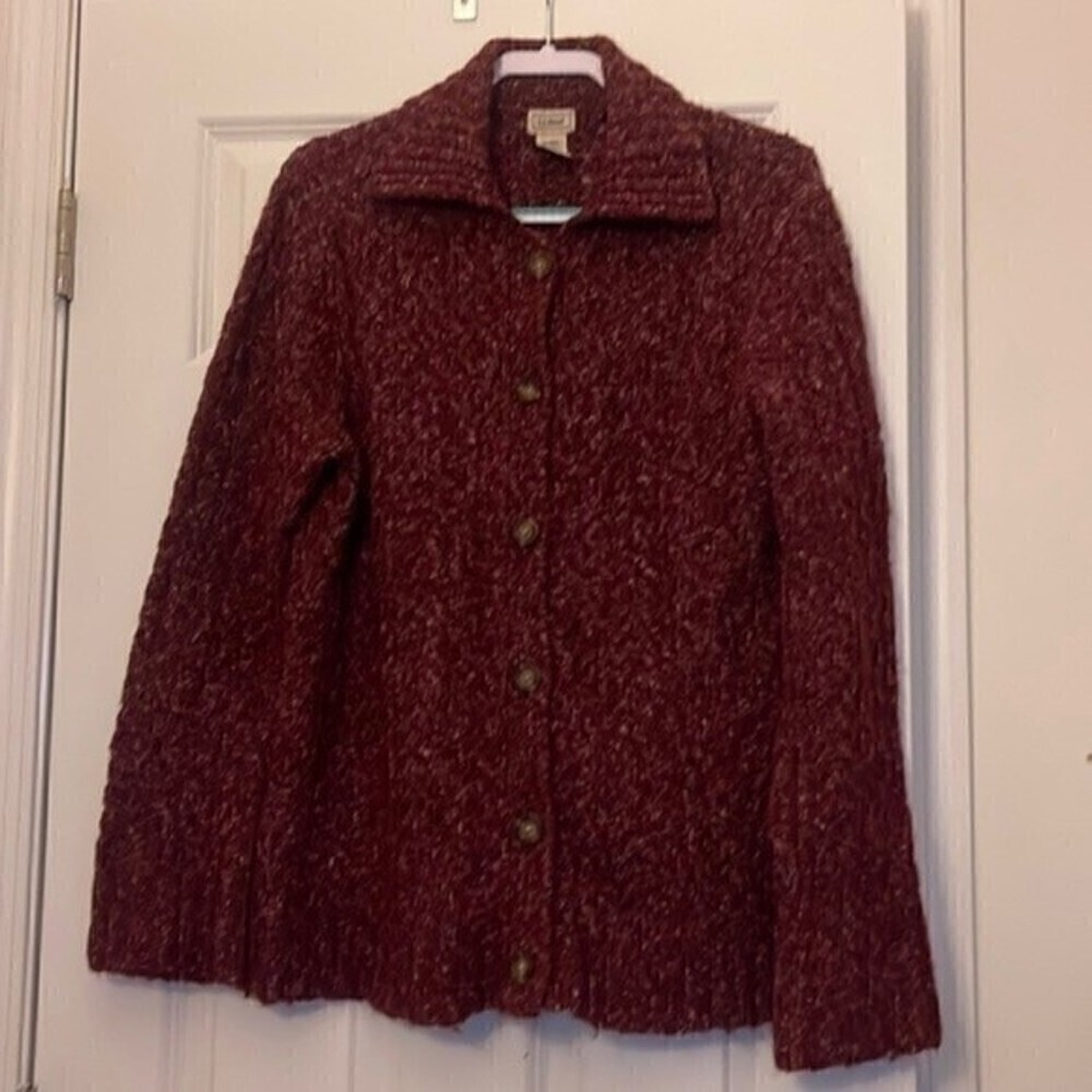 L.l. Bean Button Up Wool Blend Large Button Cardi… - image 2
